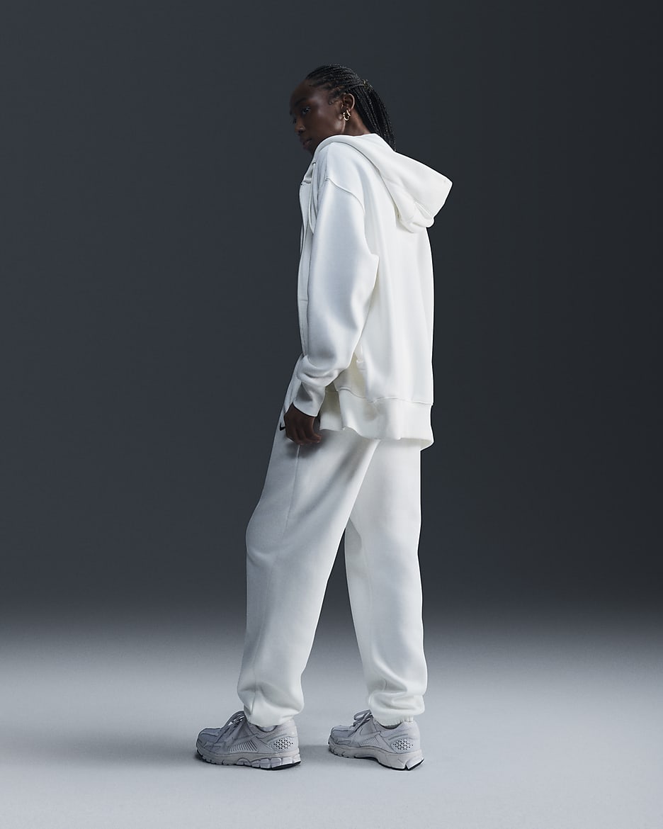 Nike Sportswear Phoenix Fleece Oversized fleecehoodie met rits over de hele lengte voor dames - Sail/Zwart