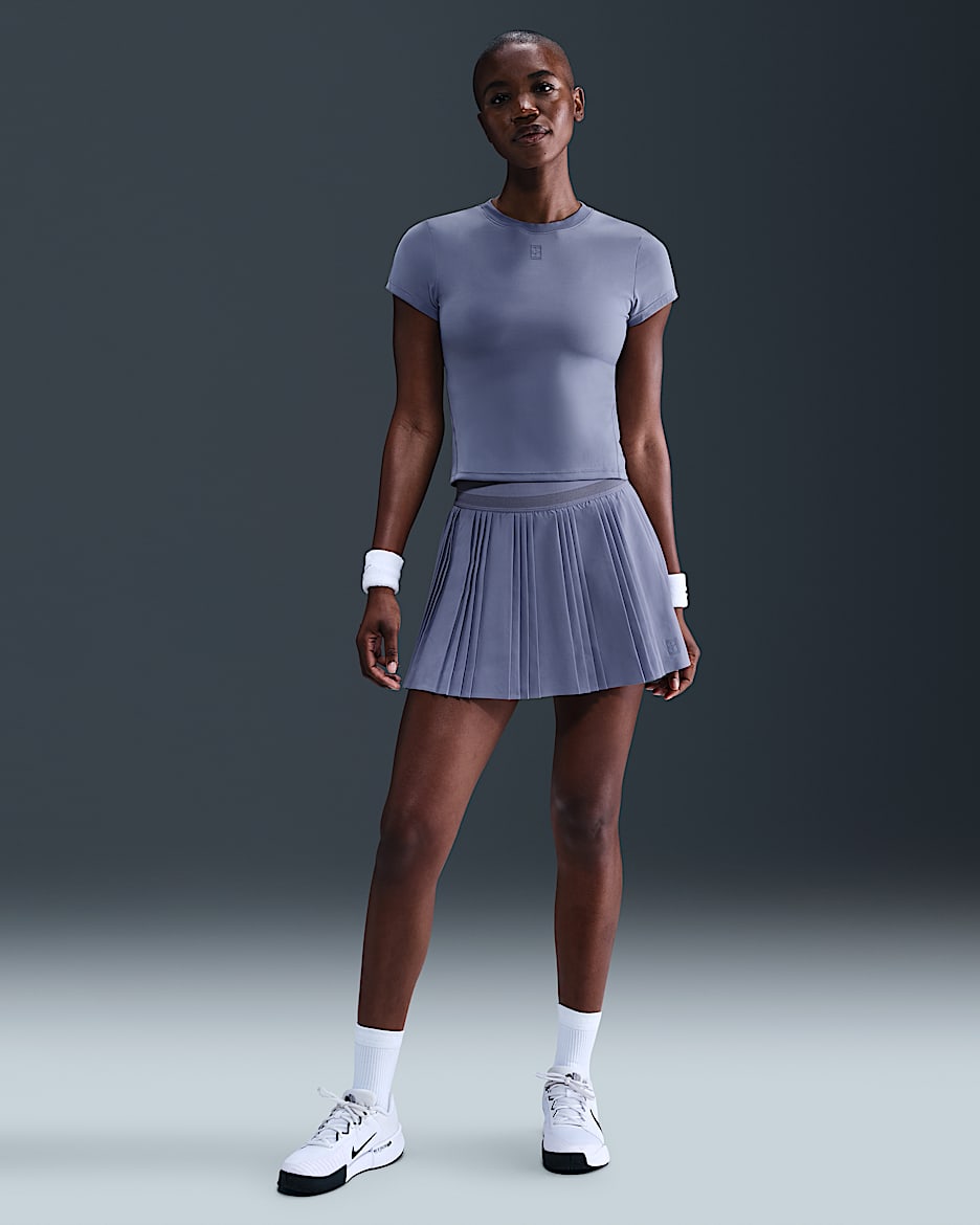 NikeCourt Advantage Dri-FIT Pileli Kadın Tenis Eteği - World Indigo/World Indigo