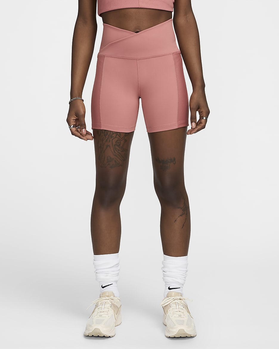 Nike One Wrap Women's High-Waisted 5" Biker Shorts - Canyon Pink/Black