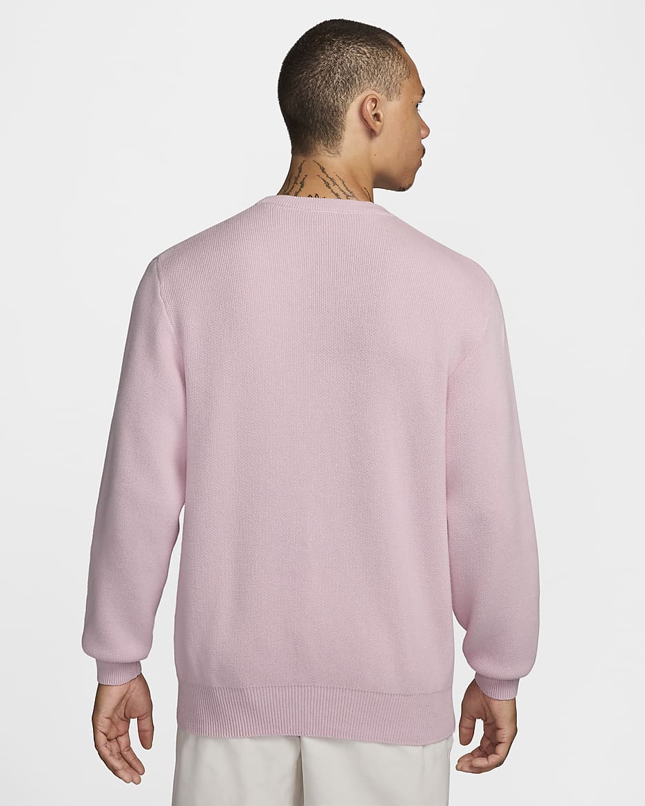 Pull à col ras-du-cou Nike Club pour homme - Pink Foam/Blanc