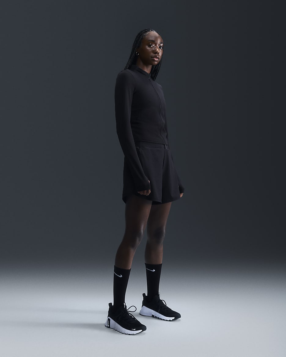 Haut à manches longues et zip Dri-FIT Nike Zenvy pour femme - Noir/Cool Grey