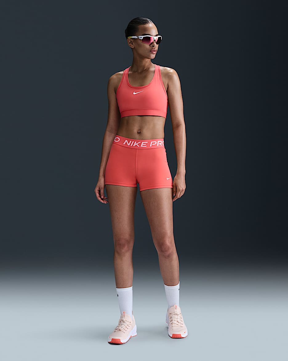 Shorts de 7.5 cm para mujer Nike Pro - Brasa mágica/Blanco/Blanco