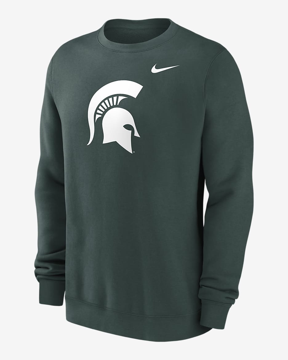 Sudadera de cuello redondo sin cierre universitaria Nike para hombre Michigan State Spartans Primetime Evergreen Logo - Verde