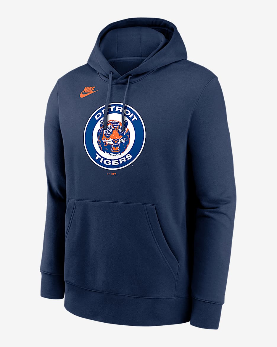 Detroit Tigers Cooperstown Logo Club Men's Nike MLB Pullover Hoodie - Navy