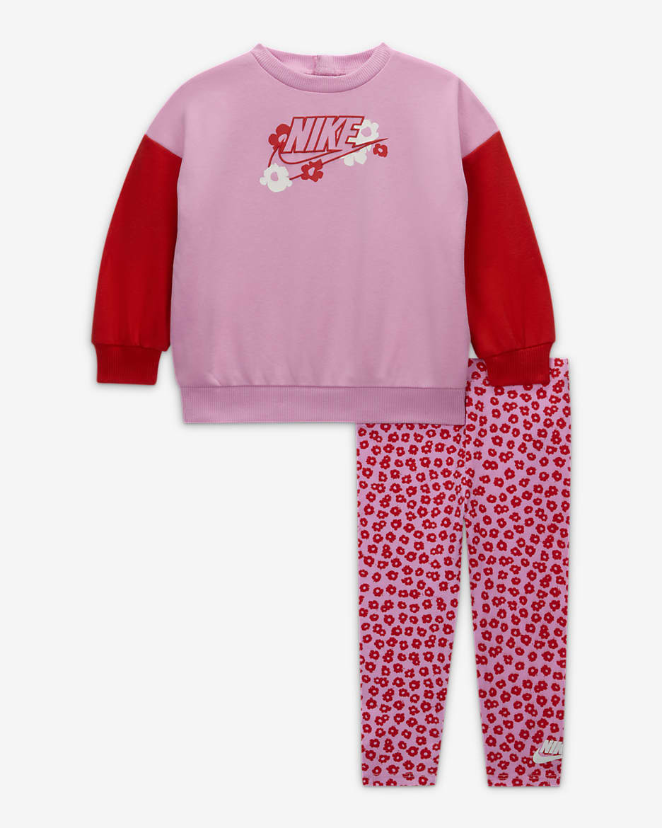 Ensemble avec legging Nike Floral pour bébé (12-24 mois) - Pink Rise