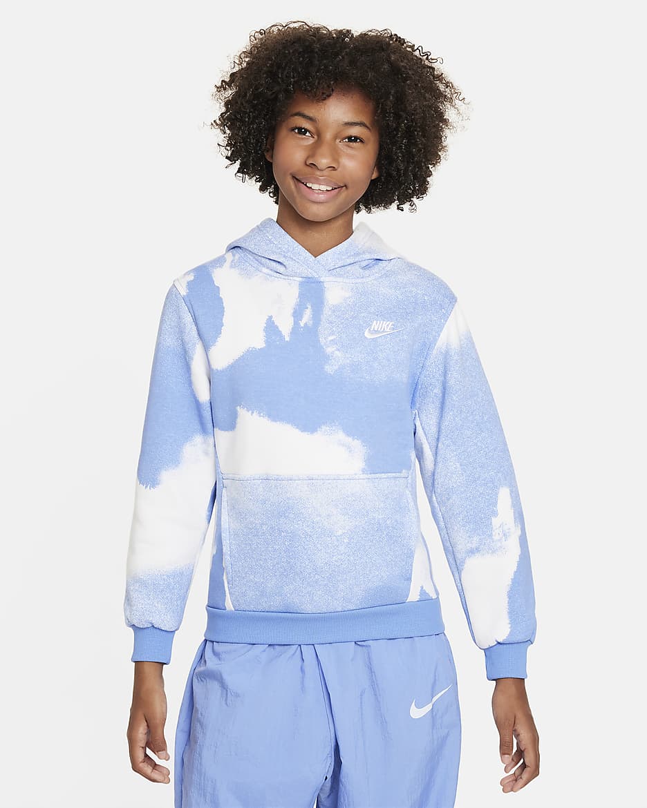 Nike Sportswear Club Fleece Big Kids' Pullover Hoodie - Polar/Polar/White