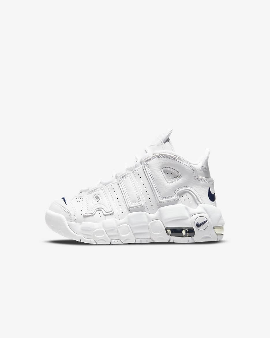 Calzado para niños de preescolar Nike Air More Uptempo - Blanco/Blanco/Azul marino medianoche