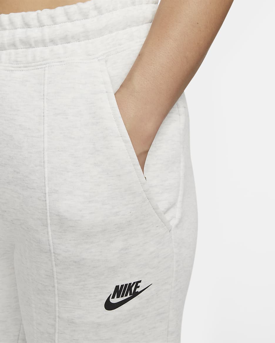 กางเกงจ๊อกกิ้งเอวปานกลางผู้หญิง Nike Sportswear Tech Fleece - Light Grey/Heather/ดำ