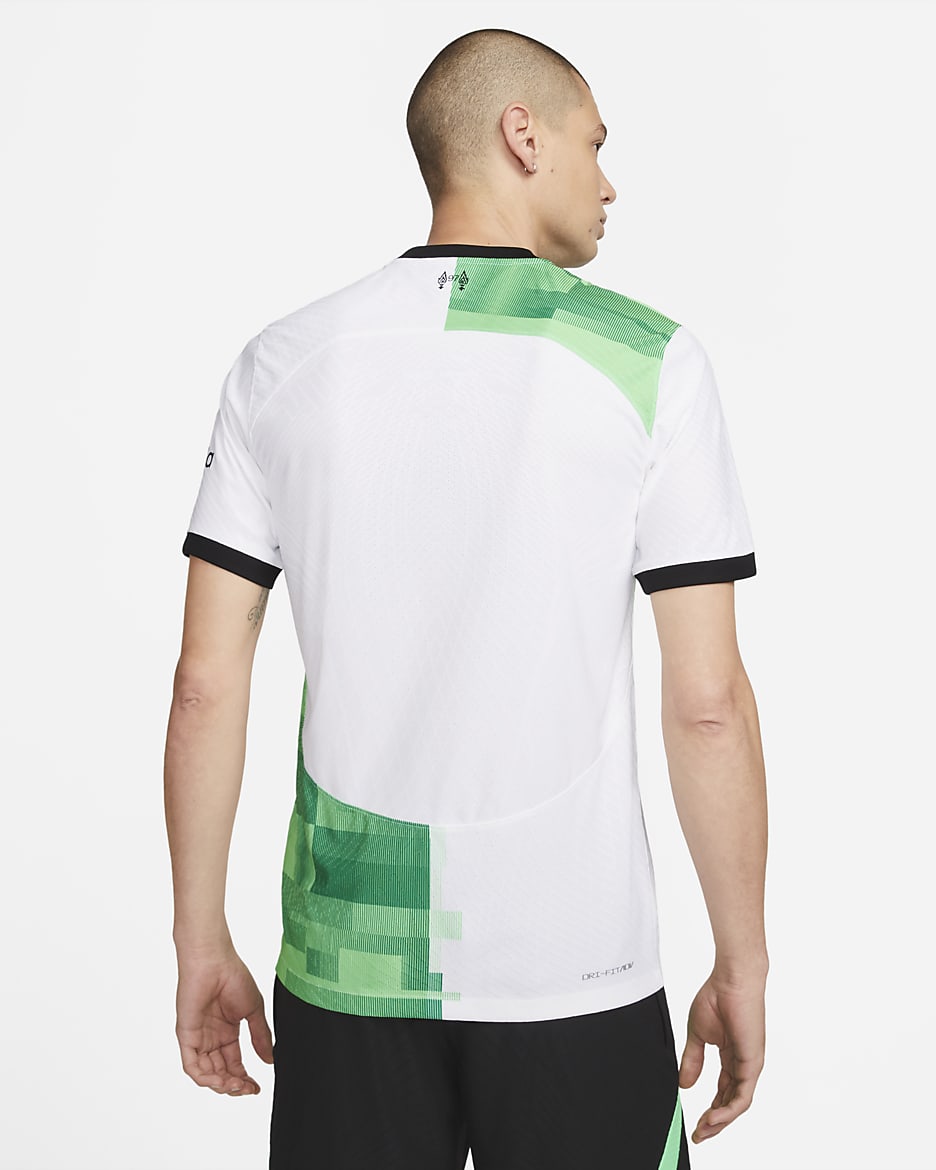 Jersey de fútbol Nike Dri-FIT ADV del Liverpool FC visitante 2023/24 Match para hombre - Blanco/Verde chispa/Negro