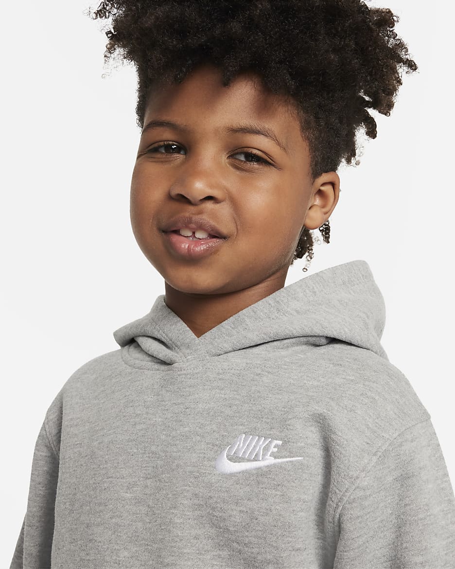 Nike Sportswear Club Fleece Little Kids' Pullover Hoodie - Dark Grey Heather