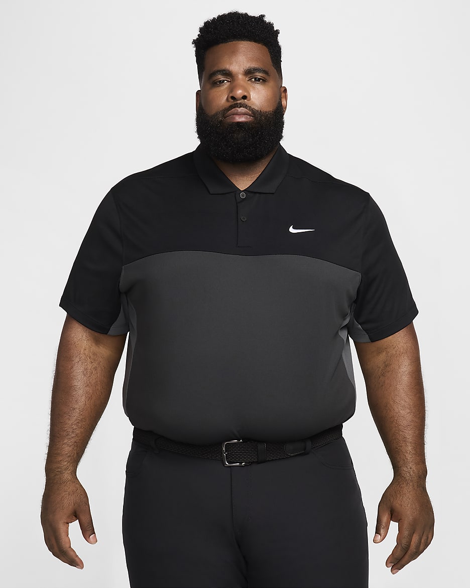 Polo da golf Dri-FIT Nike Victory+ – Uomo - Nero/Iron Grey/Dark Smoke Grey/Bianco