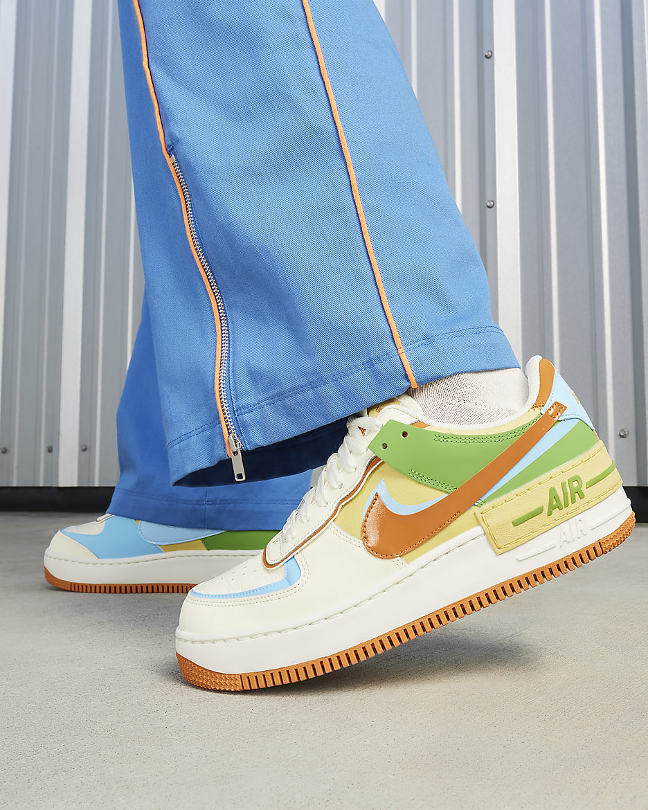 Nike Air Force 1 Shadow Women's Shoes - Coconut Milk/Aquarius Blue/Saturn Gold/Monarch