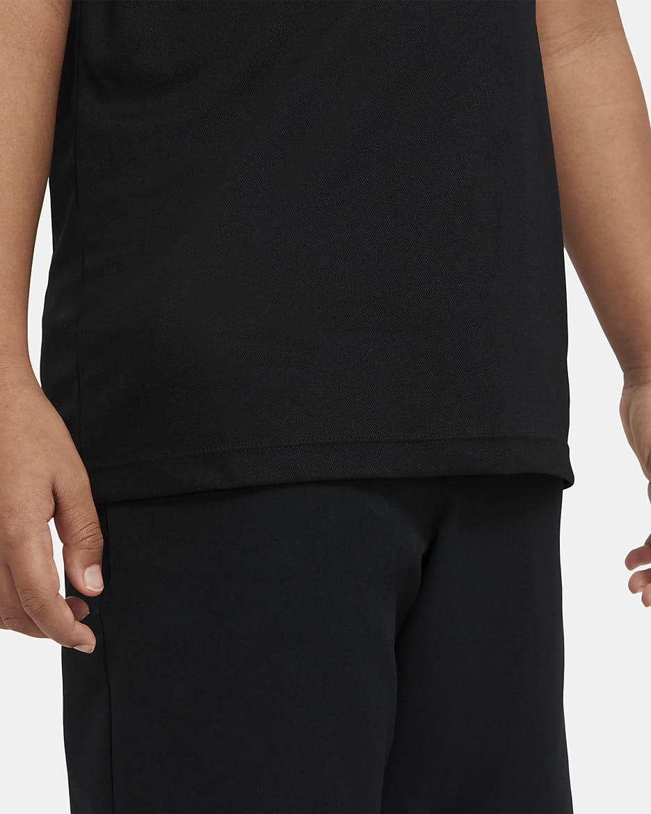 Nike Dri-FIT Victory golfskjorte for store barn (gutt) - Svart/Hvit