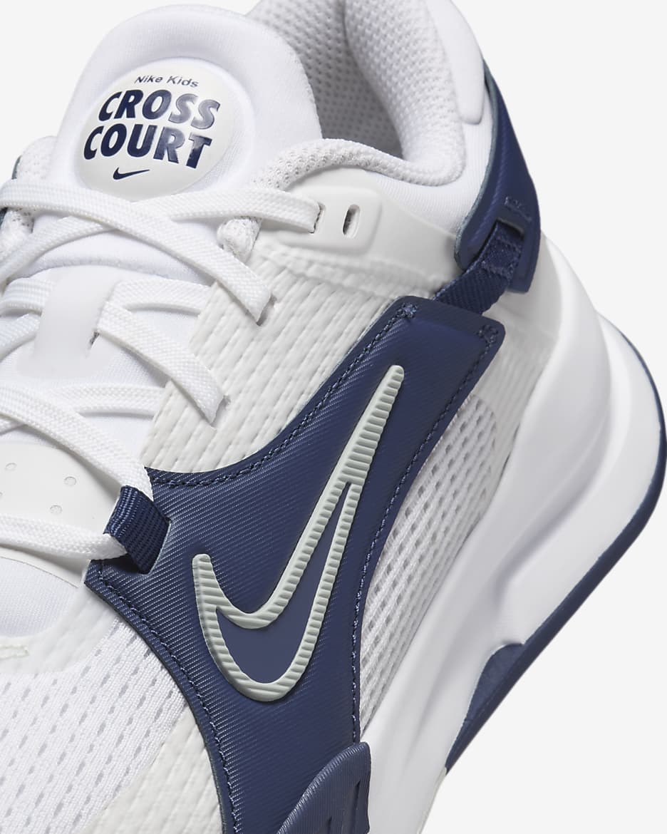 Nike Crosscourt Younger/Older Kids' Shoes - White/Midnight Navy/Light Silver