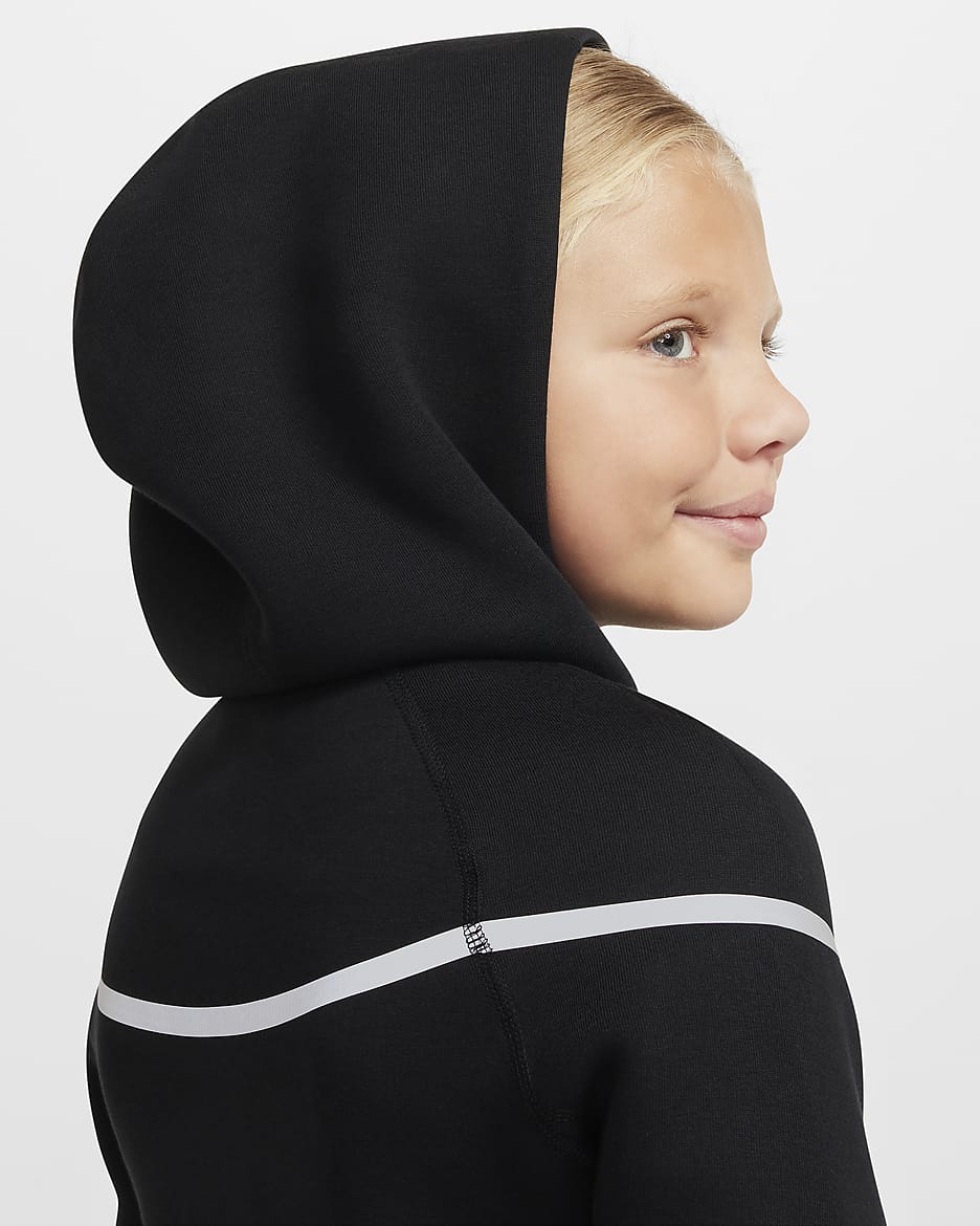 Huvtröja med hel dragkedja Nike Sportswear Tech Fleece med reflekterande design för ungdom (killar) - Svart