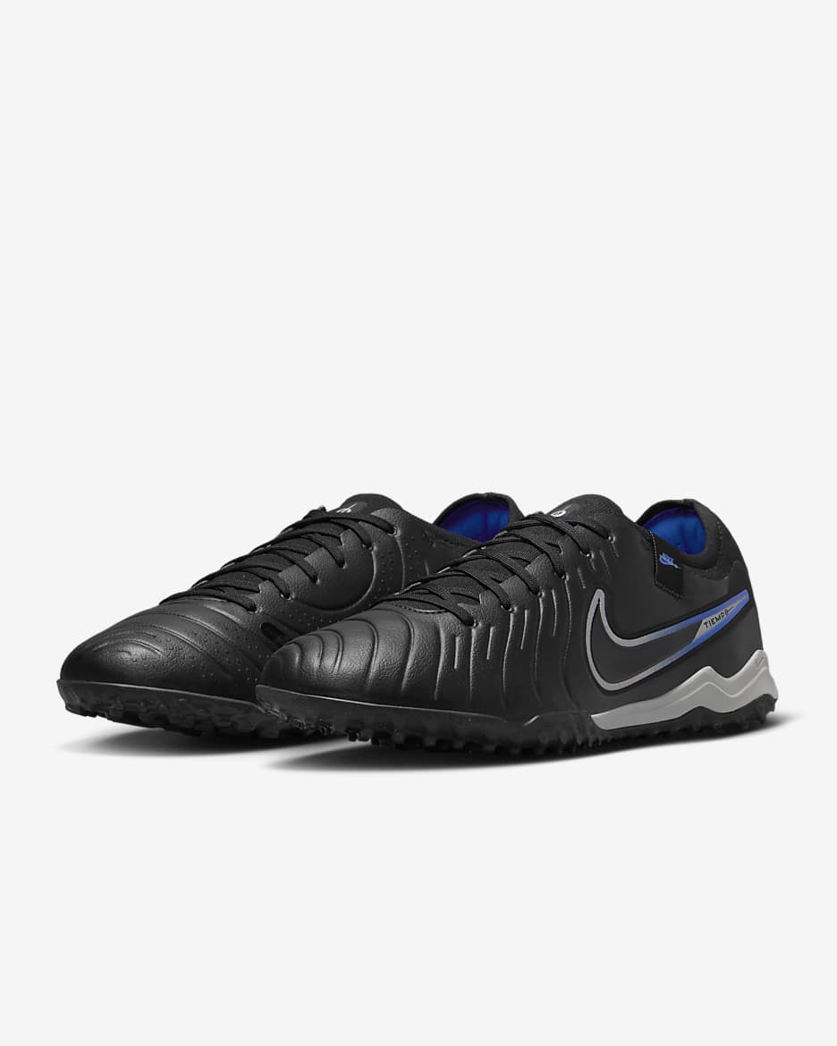 Nike Tiempo Legend 10 Pro Turf Low-Top Soccer Shoes - Black/Hyper Royal/Chrome