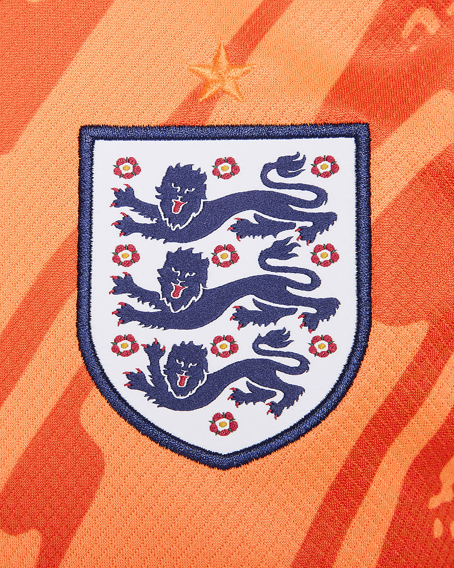 England 2024 Stadium Goalkeeper Nike Dri-FIT Replica-fodboldtrøje med korte ærmer til kvinder - Total Orange/Safety Orange/Safety Orange/sort