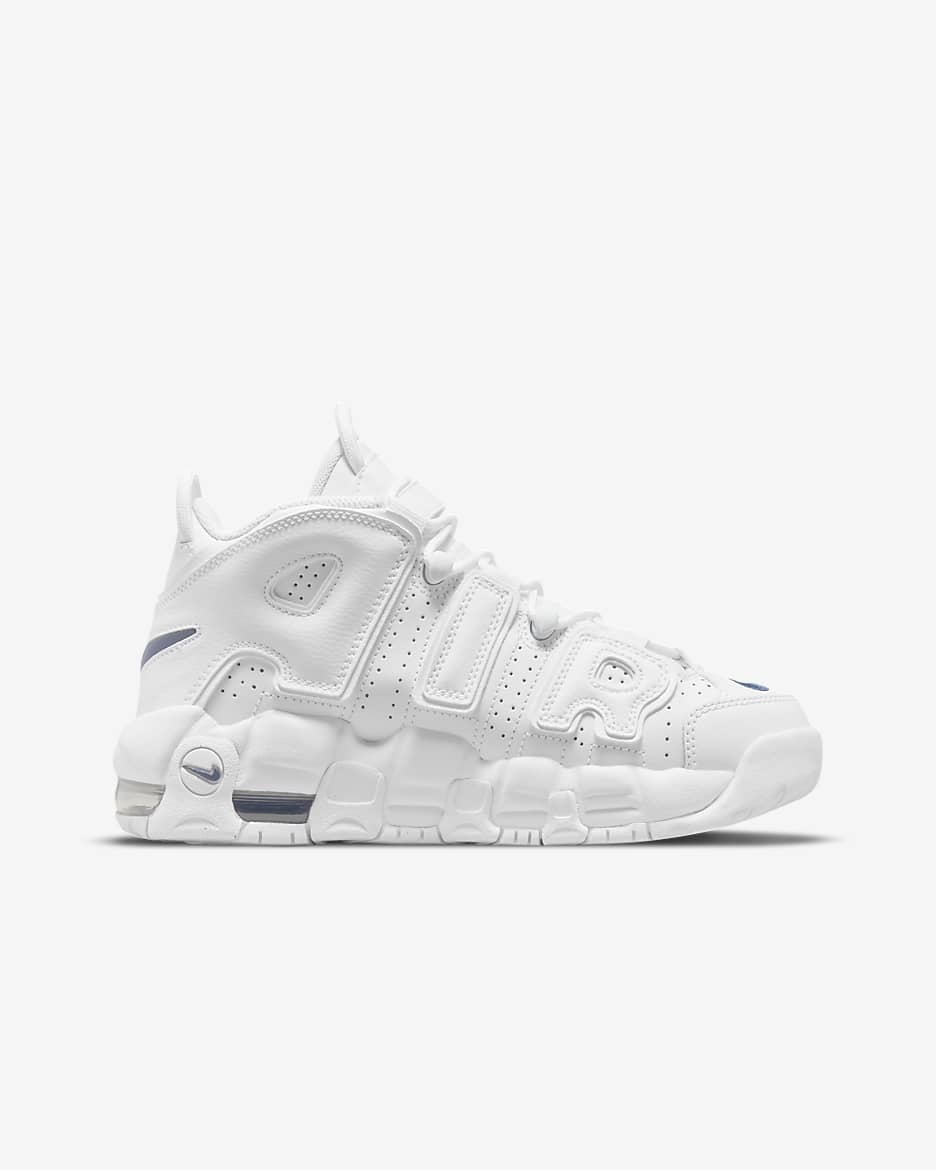 Nike Air More Uptempo Older Kids' Shoes - White/White/Midnight Navy