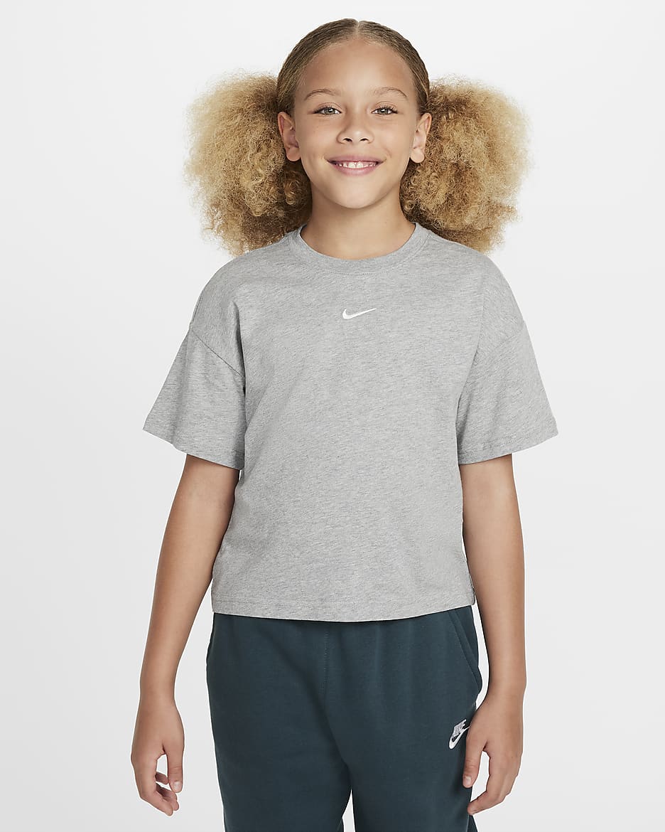 Playera para niña talla grande Nike Sportswear Essential - Gris oscuro jaspeado