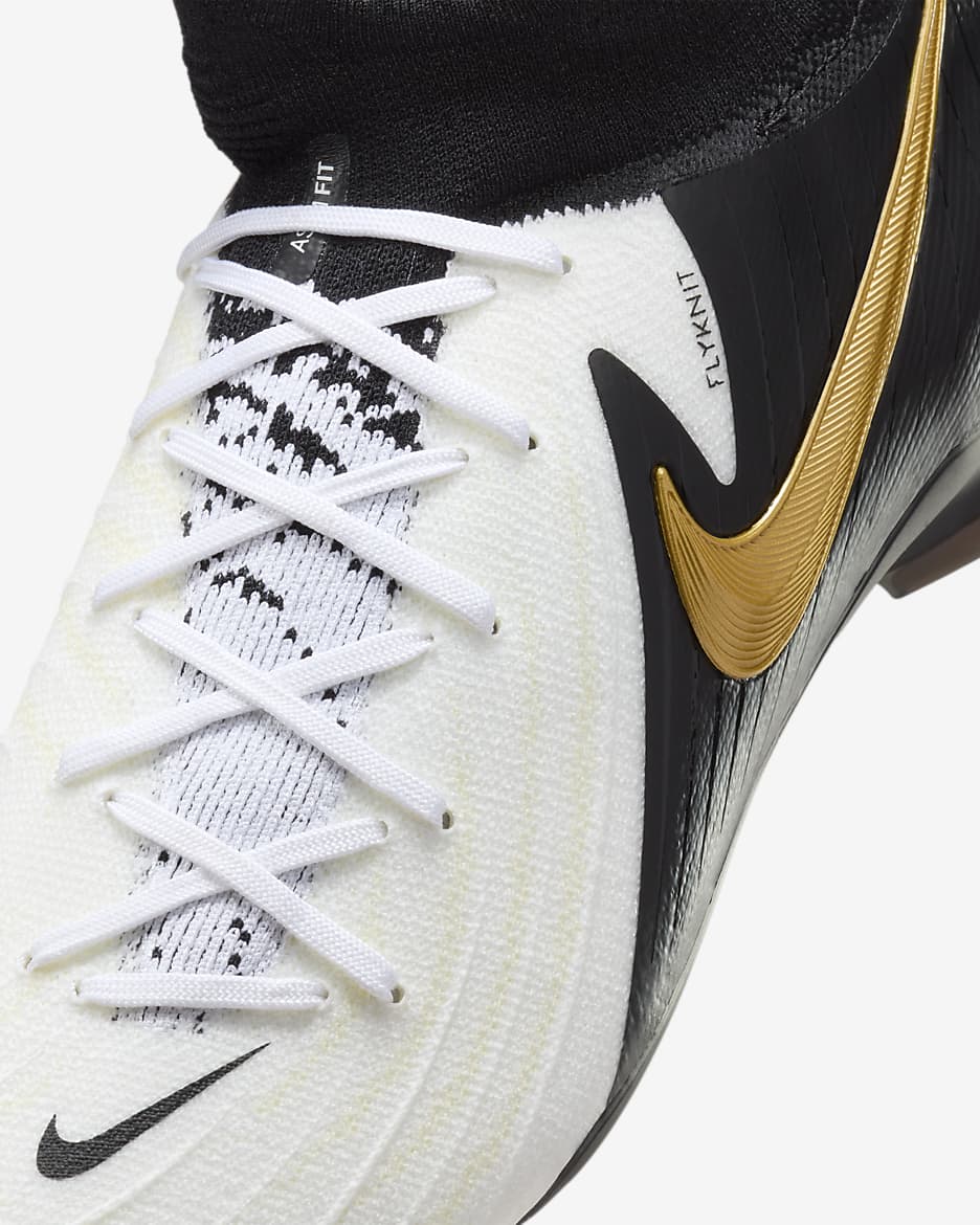 Nike Phantom Luna 2 Pro FG High-Top Soccer Cleats - White/Metallic Gold Coin/Black