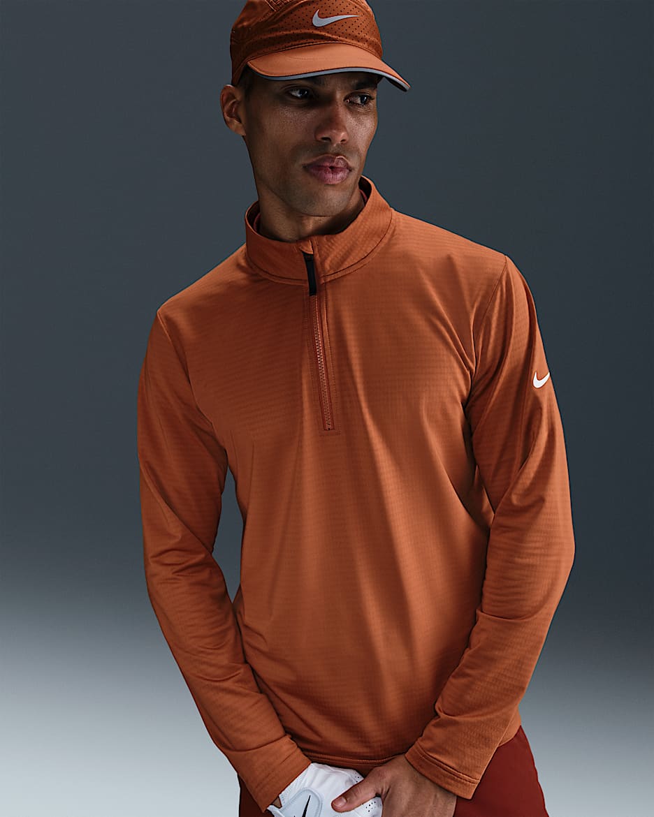 Playera de golf Dri-FIT de medio cierre para hombre Nike Victory - Naranja desierto/Marfil pálido