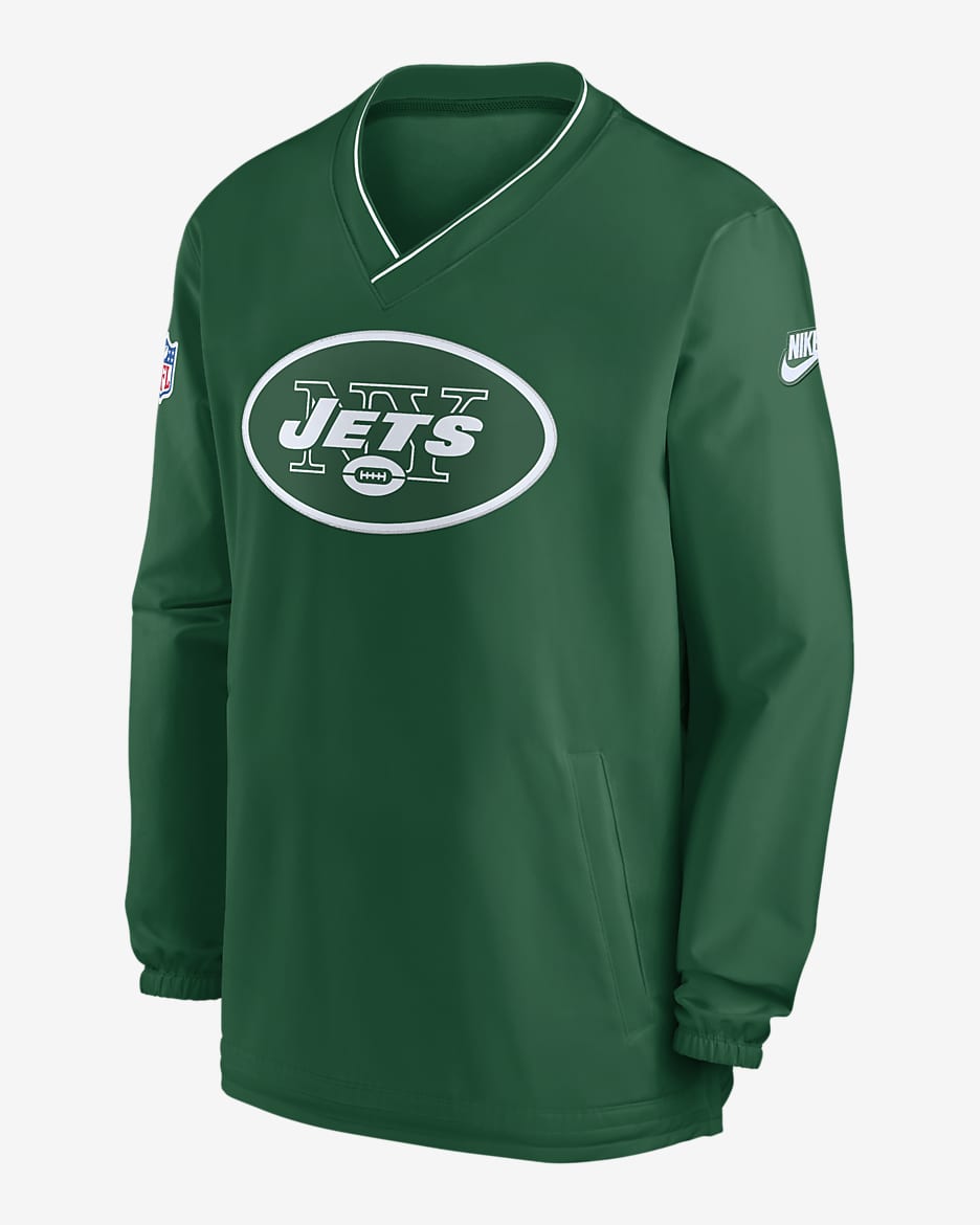 Playera rompevientos de manga larga Nike de la NFL para hombre New York Jets Logo - Verde