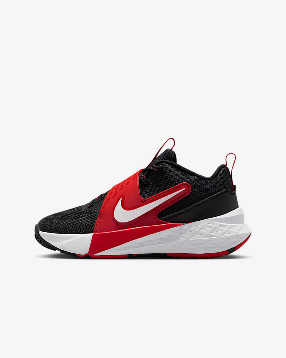 Nike Team Hustle D 12 Big Kids' Basketball Shoes - Black/University Red/White