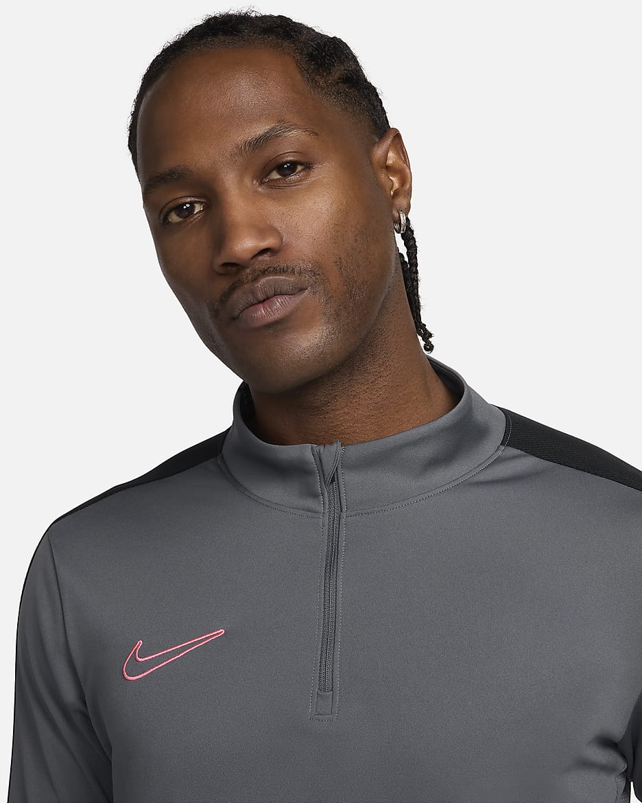 Nike Academy Men's Dri-FIT 1/2-Zip Football Top - Iron Grey/Black/Sunset Pulse