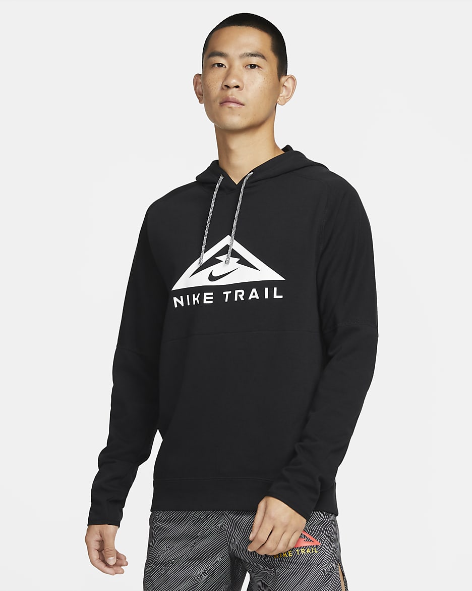 Nike Dri-FIT Trail Men's Pullover Trail-Running Hoodie - Black/Black/White