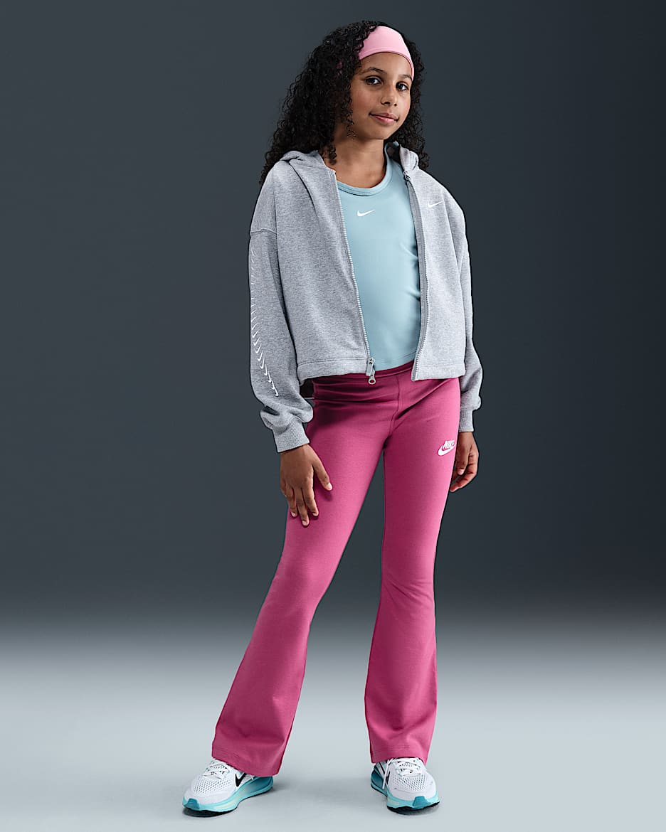 Nike Sportswear Classic Girls' High-Waisted Flared Leggings - Sweet Beet/White