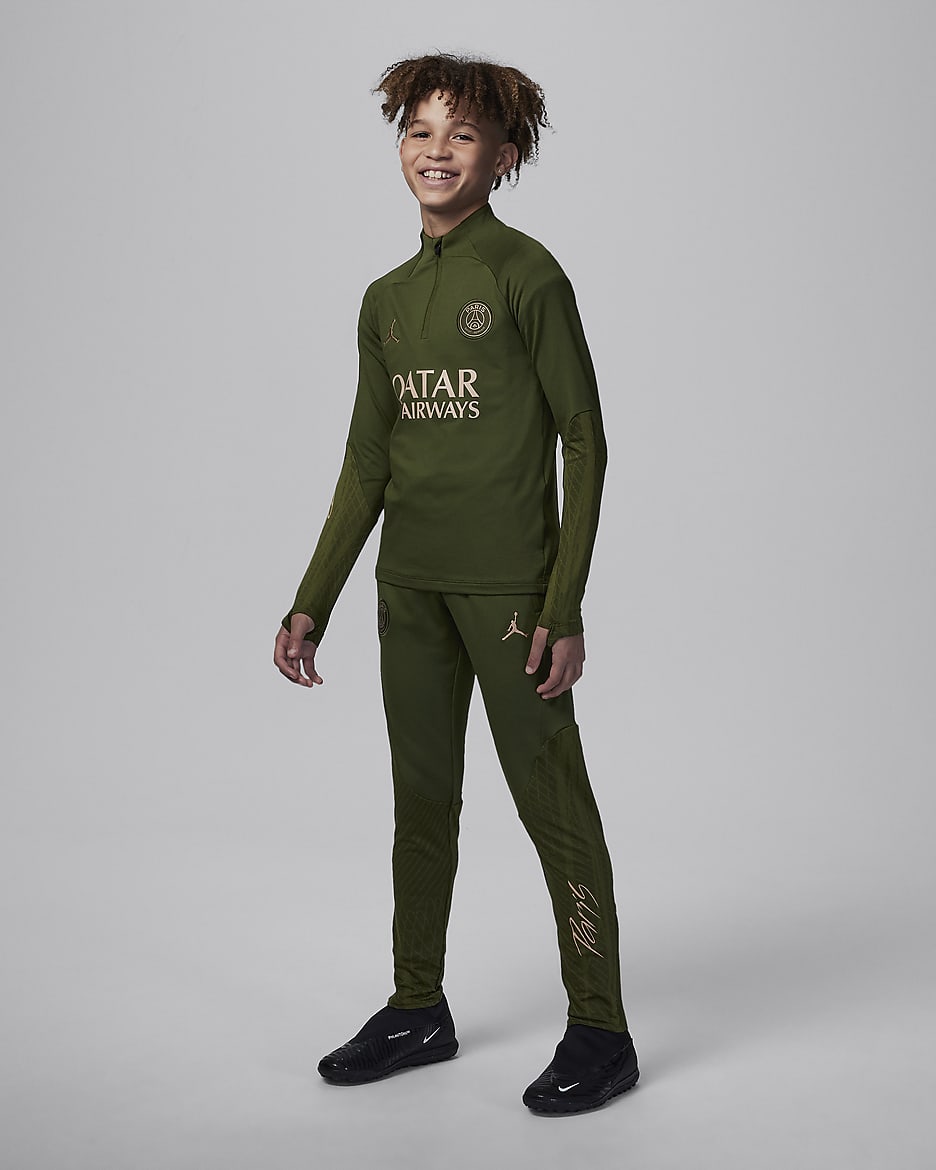 Paris Saint-Germain Strike Fourth Big Kids' Jordan Dri-FIT Soccer Pants - Rough Green/Hemp