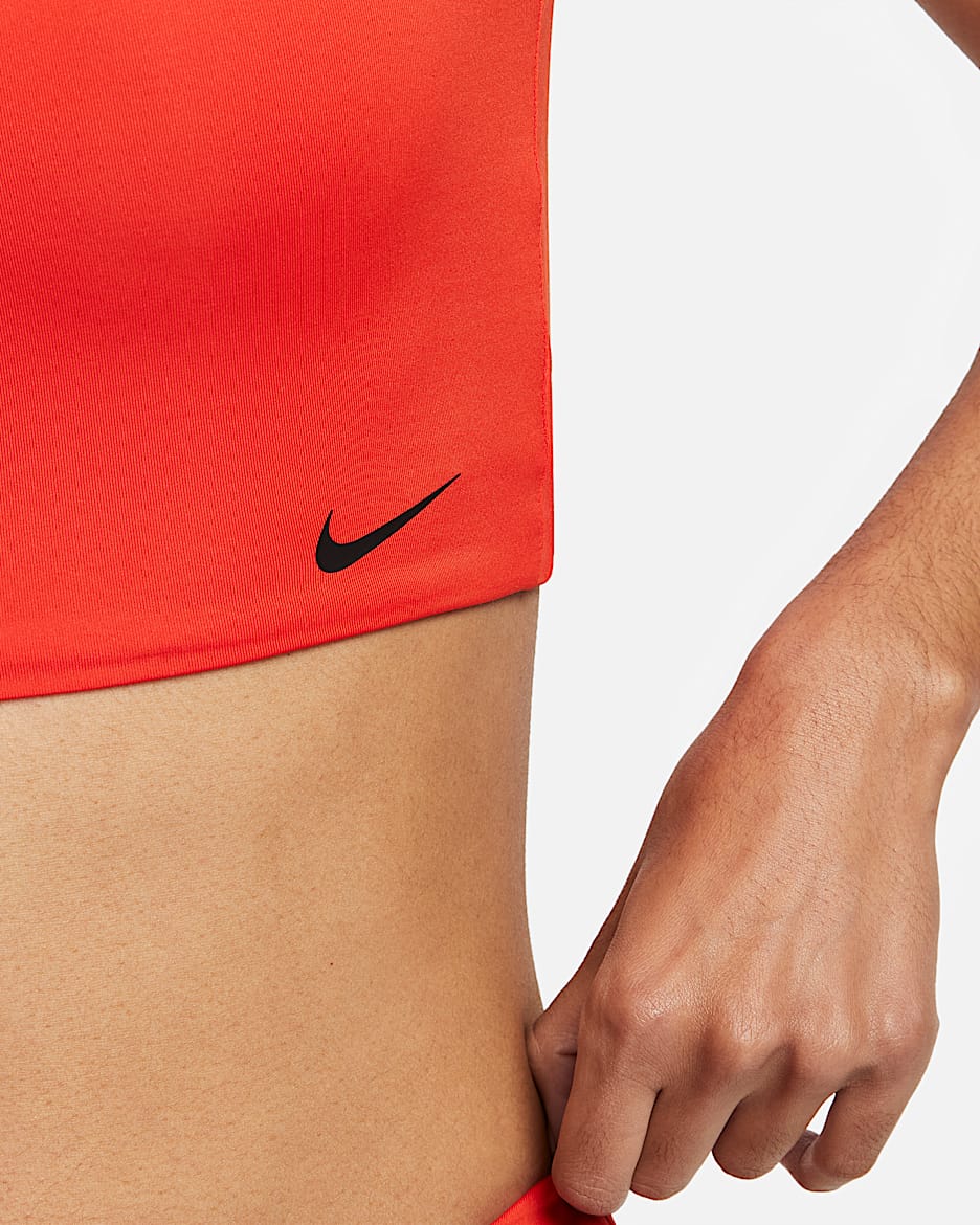 Top cropped de natación para mujer Nike Essential - Rojo picante