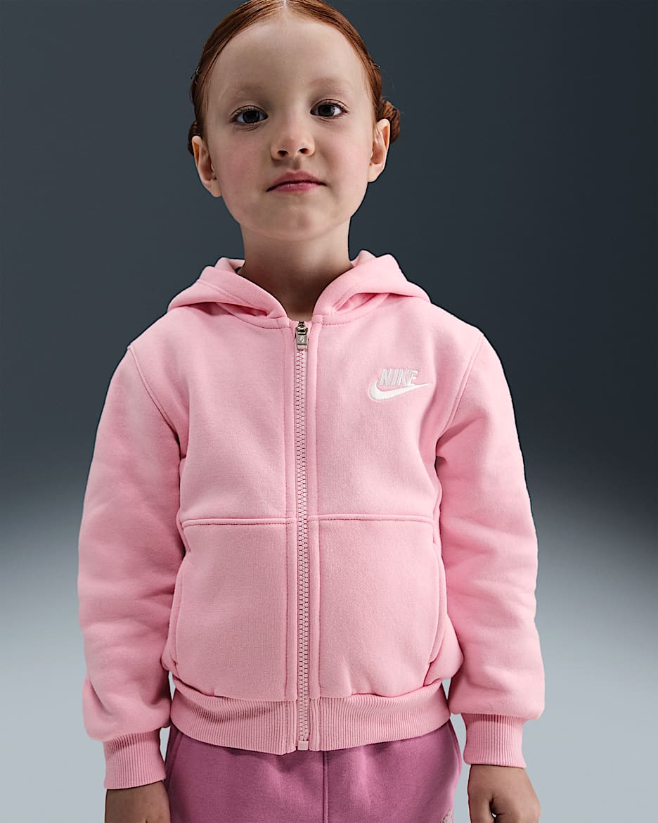Nike Sportswear Club Toddler Fleece Full-Zip Hoodie - Medium Soft Pink