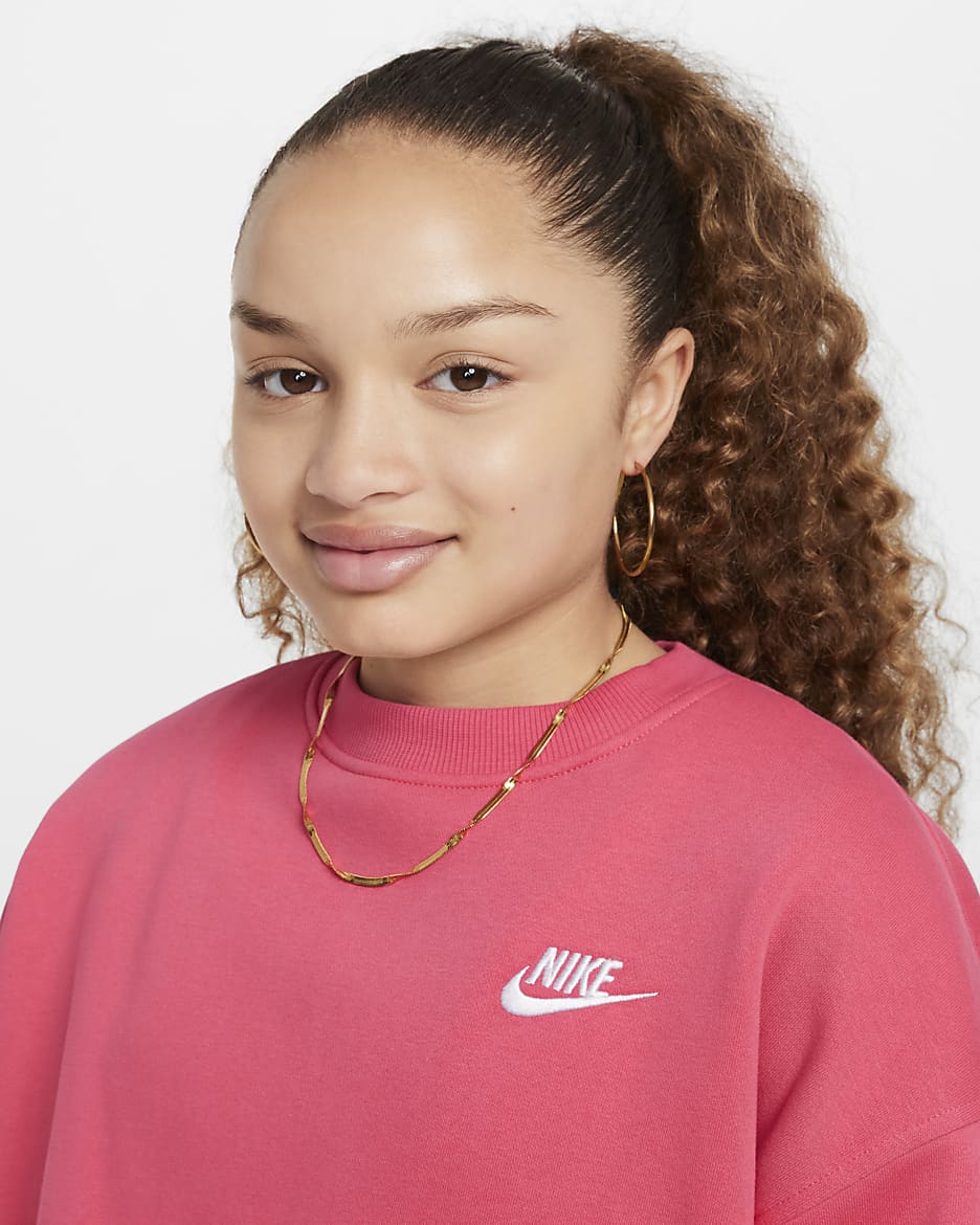 Nike Sportswear Club Fleece Oversize-Sweatshirt (ältere Kinder) - Aster Pink/Weiß