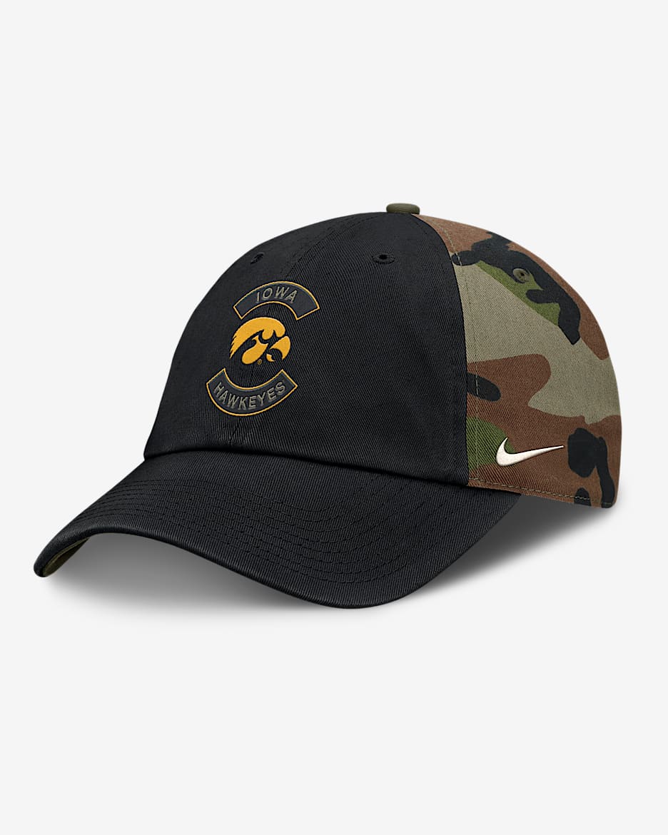 Iowa 2025 Military Appreciation Club Men's Nike College Adjustable Hat - Camo Green