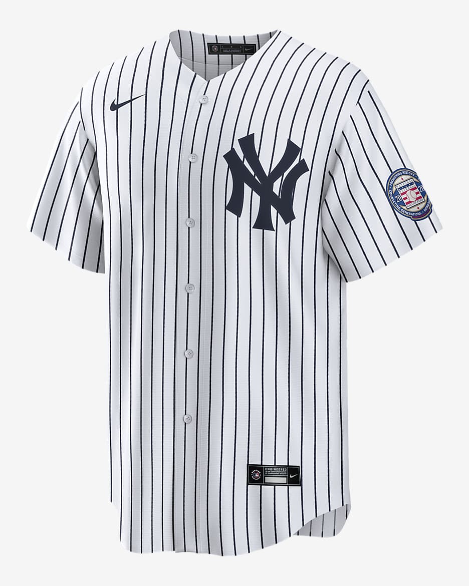 Camiseta de béisbol Replica para hombre MLB New York Yankees (Derek Jeter) - Blanco/Gris atmósfera