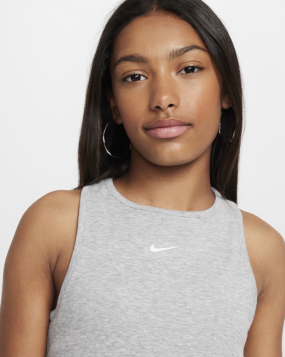 Camiseta de tirantes de tejido rib para niña Nike Sportswear - Gris oscuro jaspeado