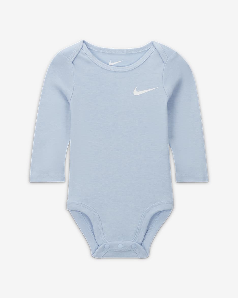 Nike Essentials Baby (0-9M) 3-Piece Bodysuit Set - Light Blue