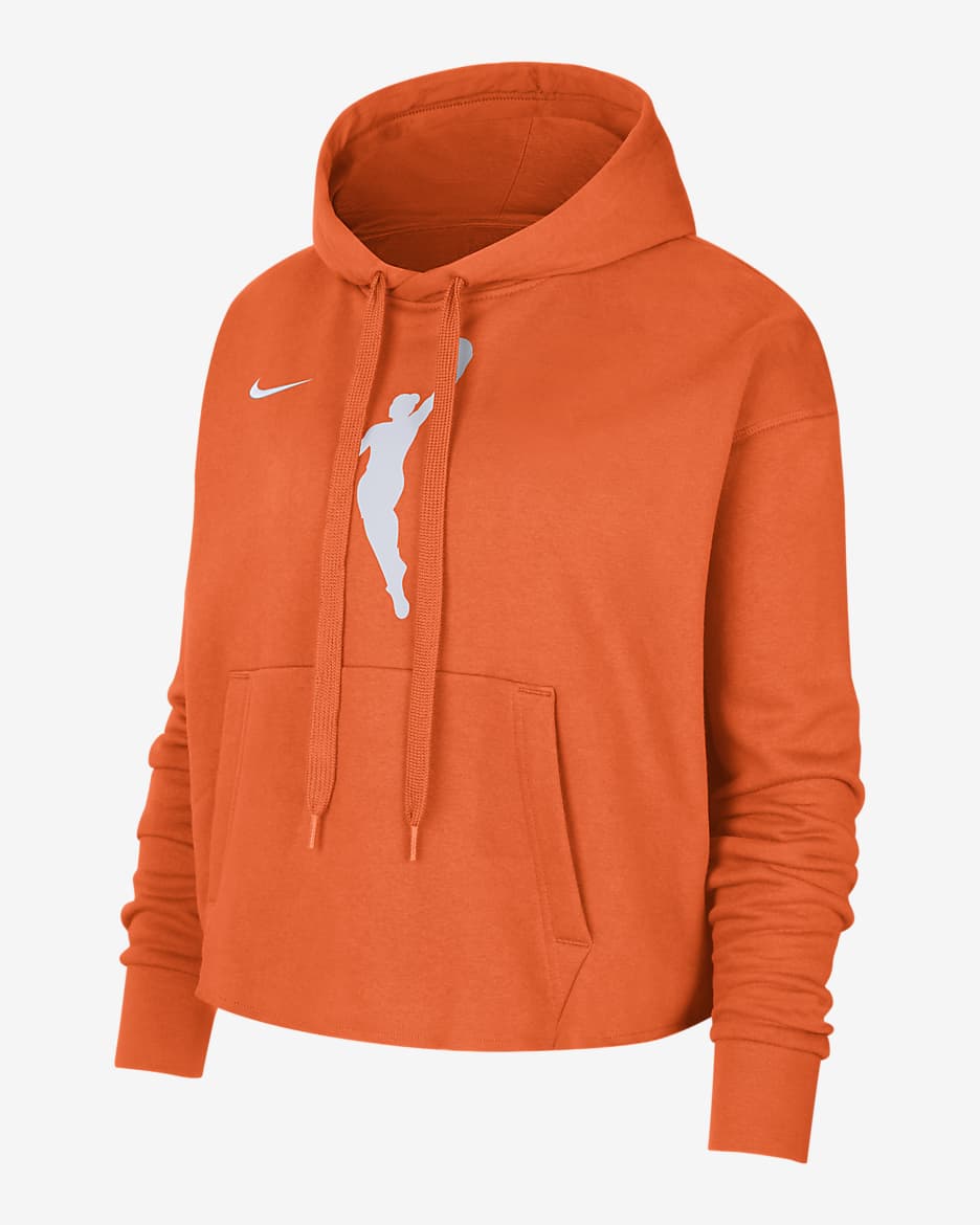 Sudadera con gorro sin cierre Nike de la WNBA cropped para mujer Team 13 Courtside - Naranja brillante/Naranja brillante/Blanco