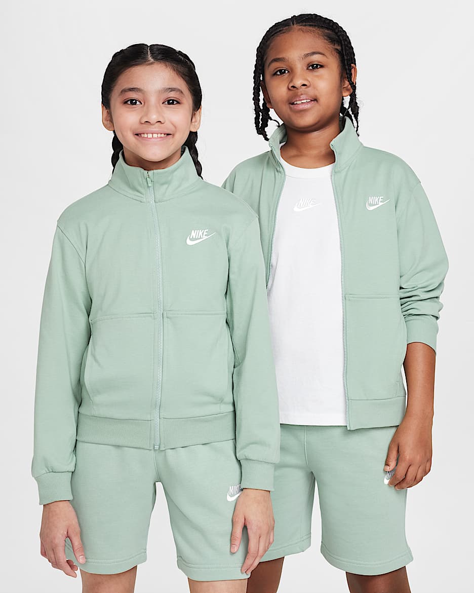 Chamarra de tejido Knit con cierre completo para niños talla grande Nike Sportswear Club - Vapor/Vapor/Blanco