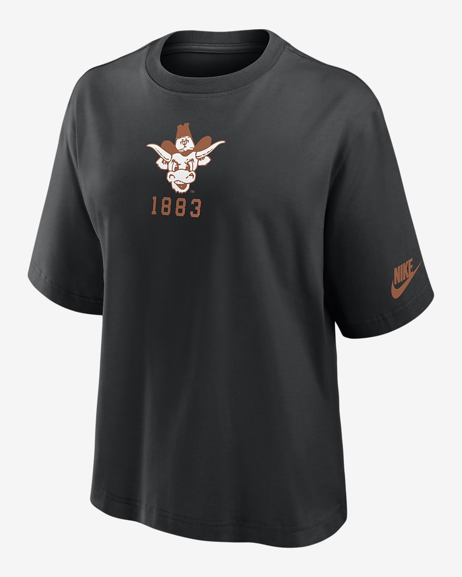 Texas Longhorns Legacy Established Boxy Women's Nike College T-Shirt - Black