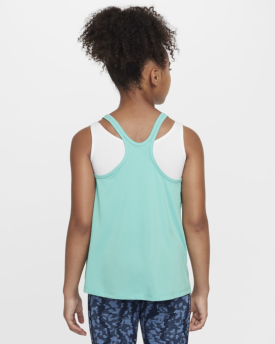 Nike One Classic Dri-FIT singlet til store barn (jente) - Green Frost/Hvit