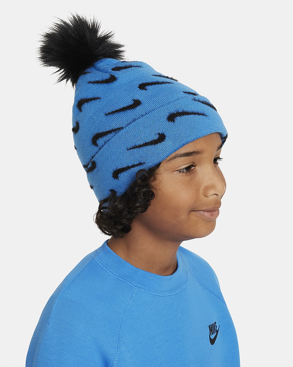 Nike Peak beanie met pompon voor kids - Photo Blue