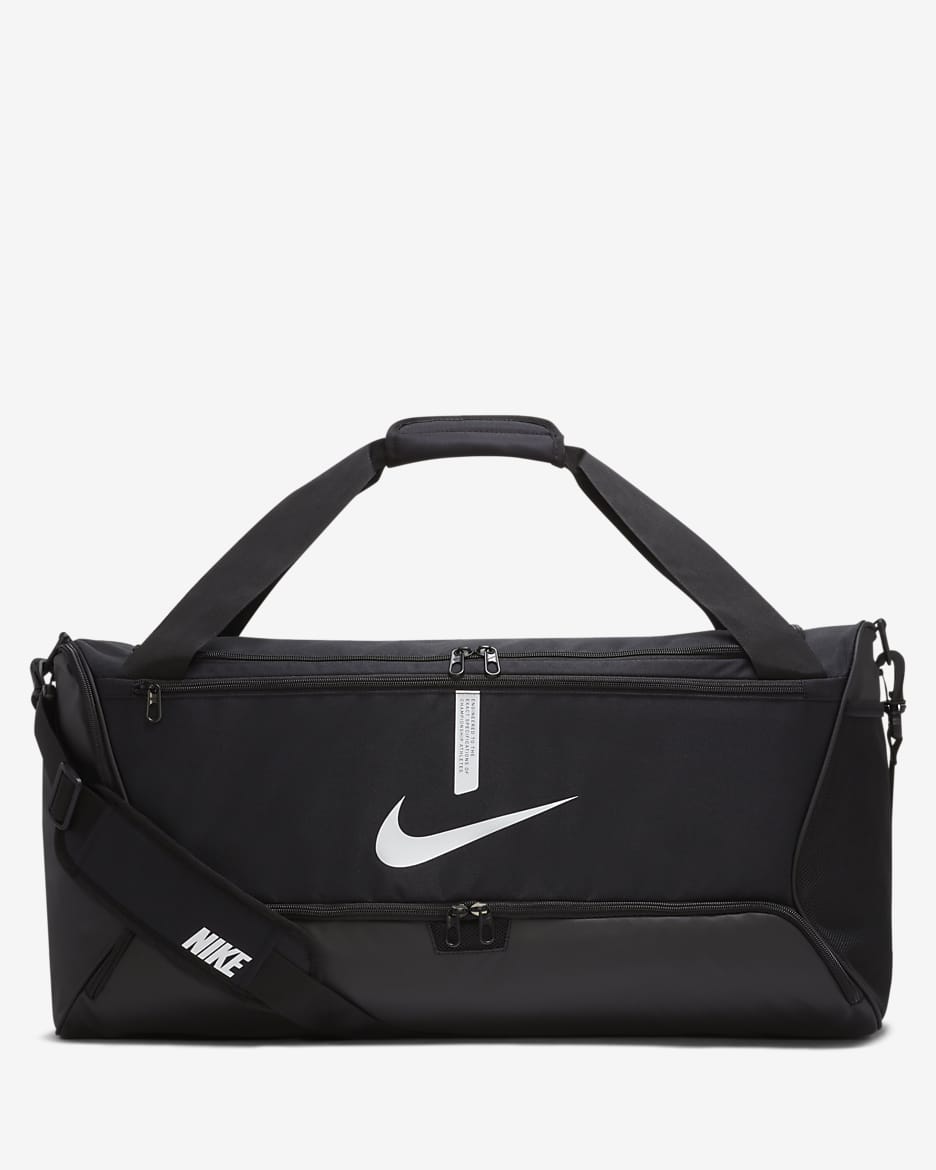 Nike Academy Team Football Duffel Bag (Medium, 60L) - Black/Black/White