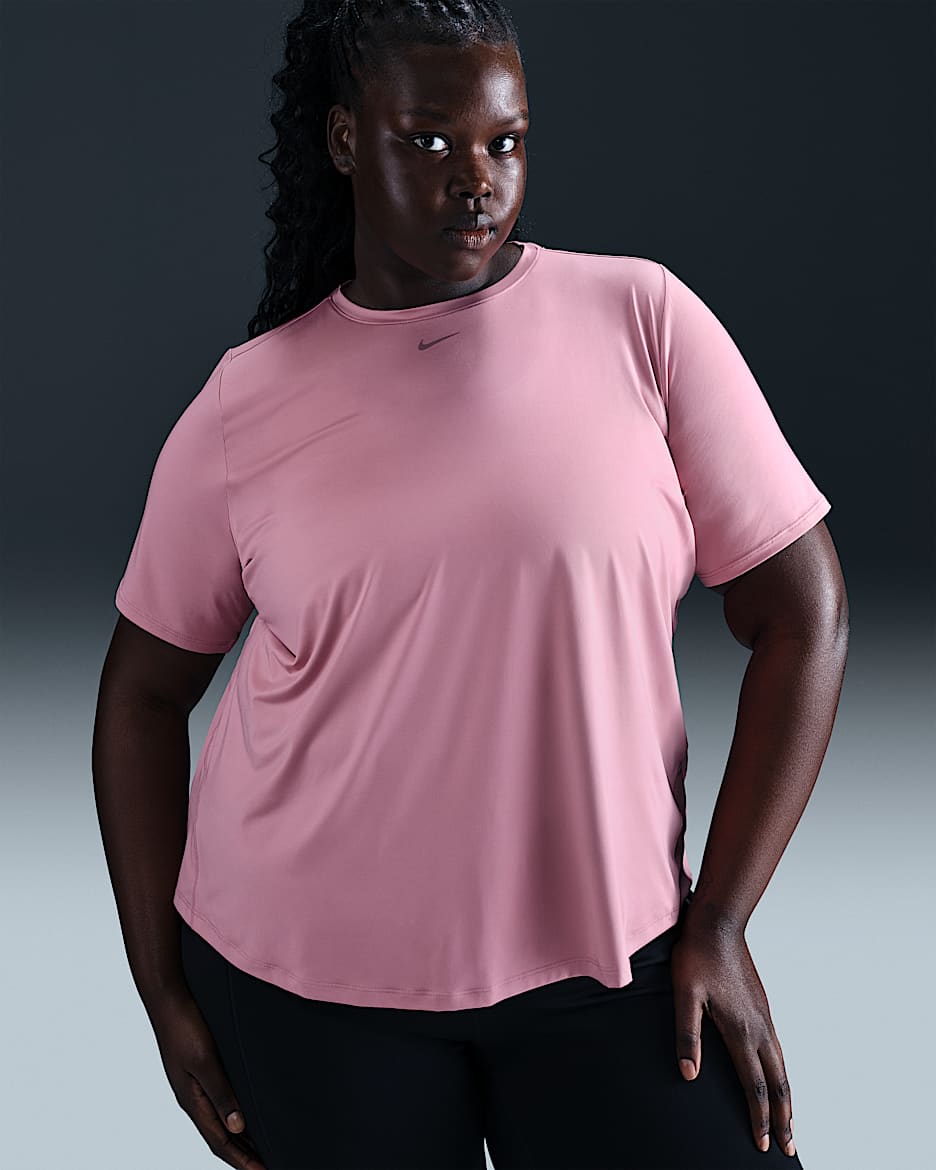 Nike One Classic Women's Dri-FIT Short-Sleeve Top (Plus Size) - Elemental Pink/Black