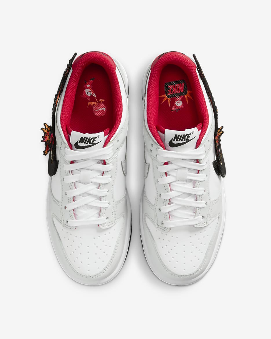 Nike Dunk Low "Lunar New Year" Big Kids' Shoes - White/White/University Red/Black