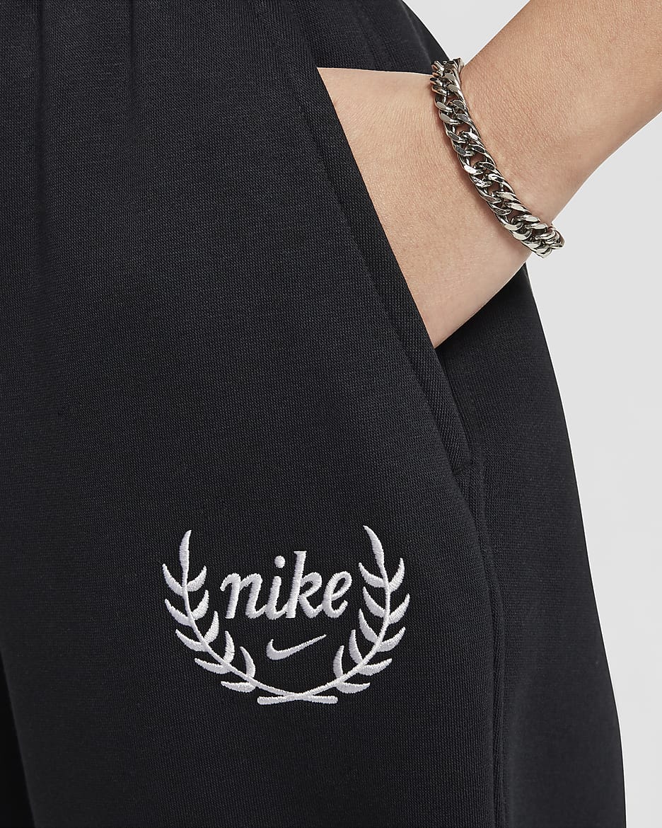 Nike Sportswear Club Fleece løs bukse til jente - Svart/Hvit