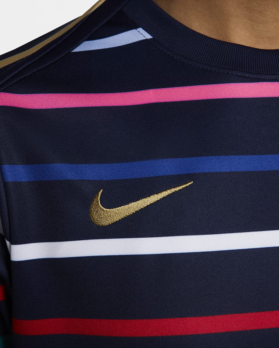 FFF Academy Pro Home Nike Dri-FIT Pre-Match-Fußballoberteil für Damen - Blackened Blue/Club Gold