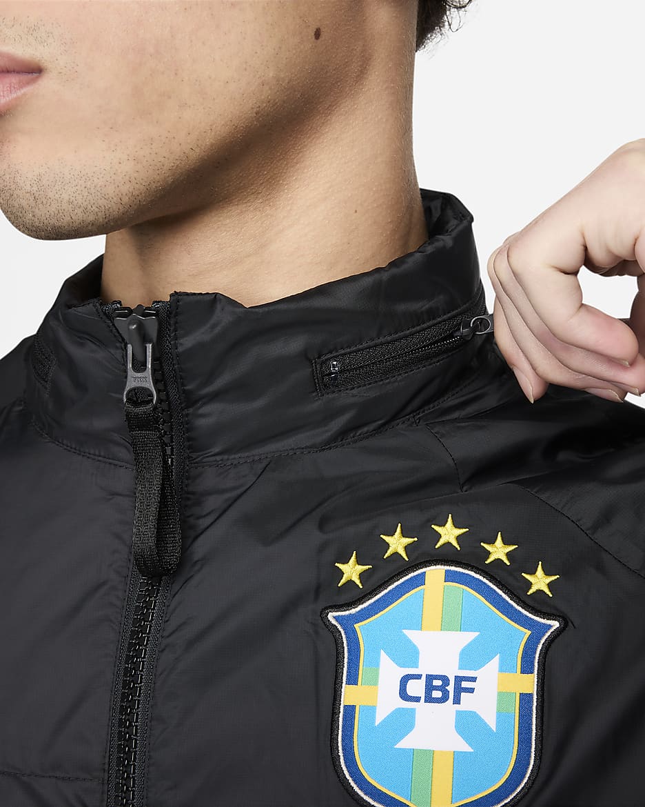 Brazil Men's Nike Soccer Halo Jacket - Black/Dynamic Yellow