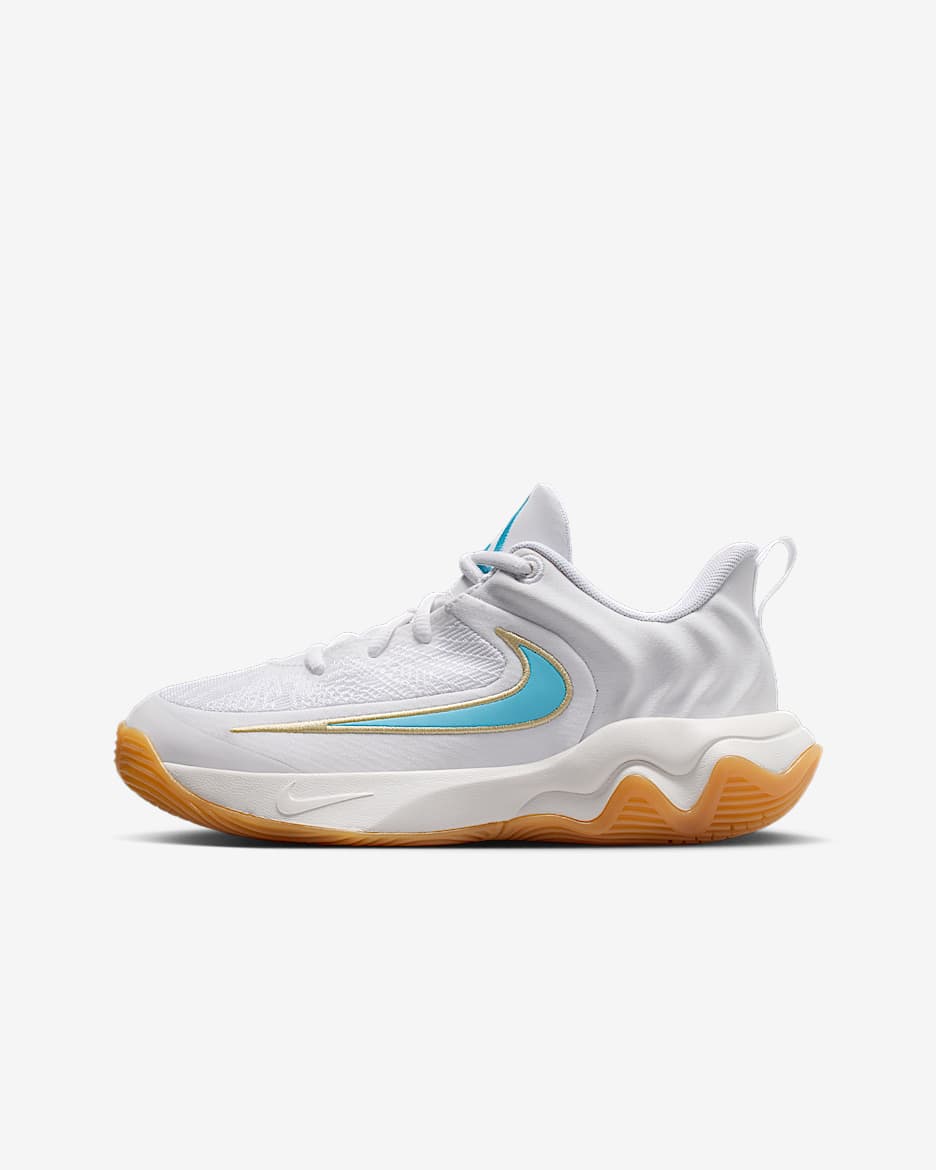 Giannis Immortality 4 Older Kids' Basketball Shoes - White/Team Gold/Gum Yellow/Aquarius Blue